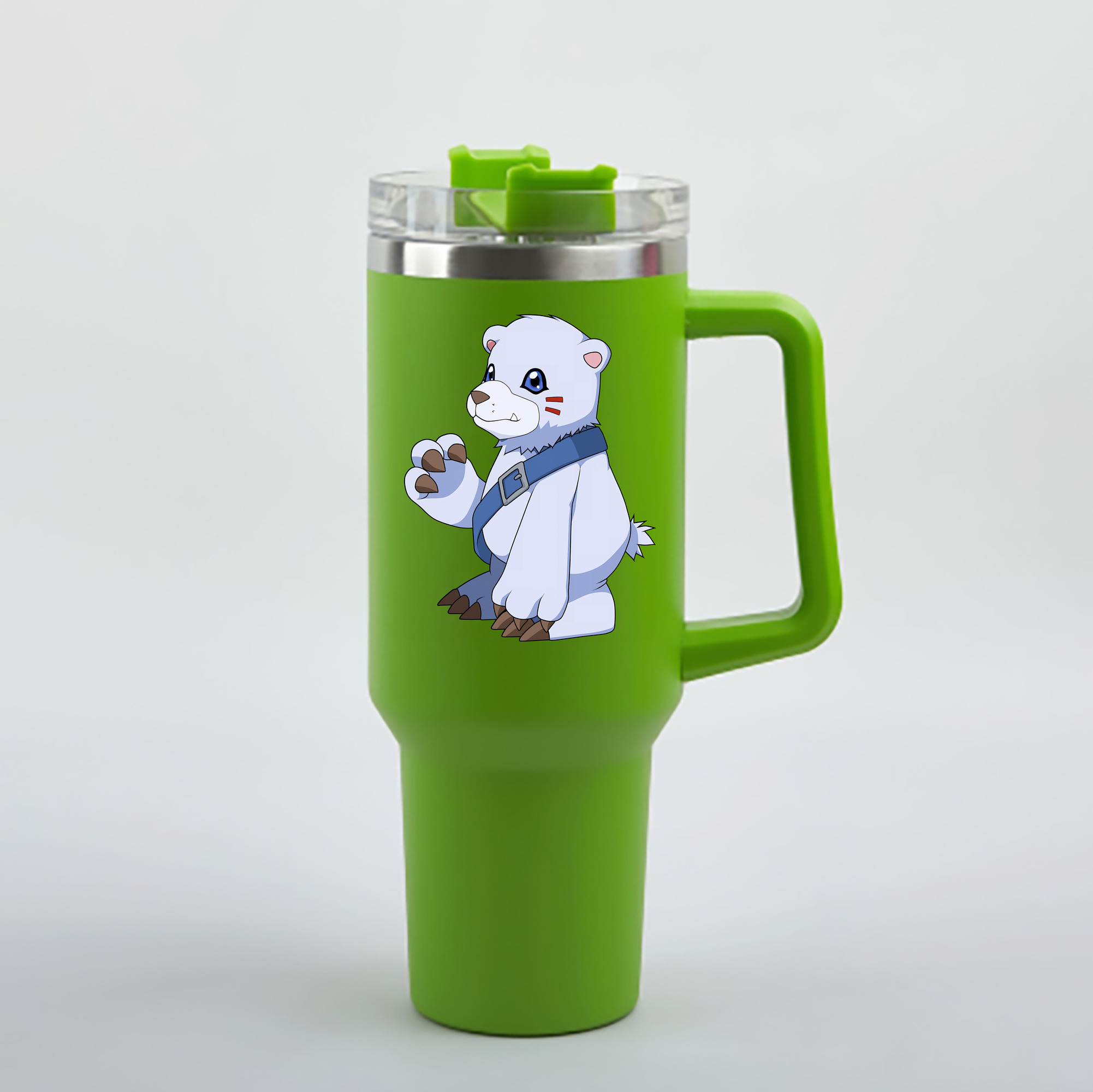 （画像用） Digimon デジタルモンスター/デジモン 1200mL車用タンブラー - クリスタルステッカー（プラスチックストロー付き）